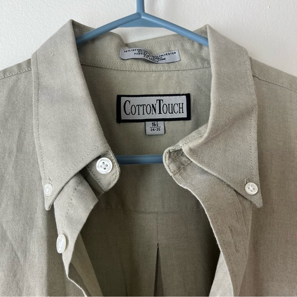 CottonTouch Men’s Button-Down Shirt 16.5 34/35 – Beige Classic Fit Oxford Style - Picture 3 of 8
